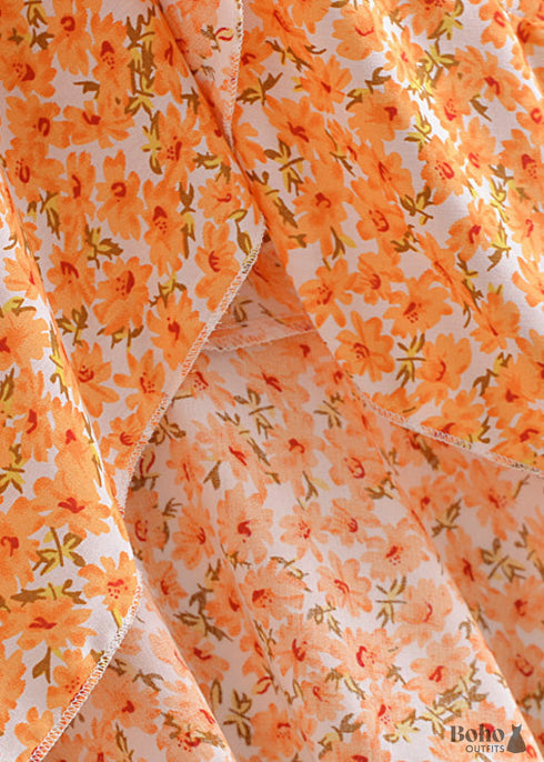 Faldas bohemias cruzadas, margaritas en color azafrán para mujer